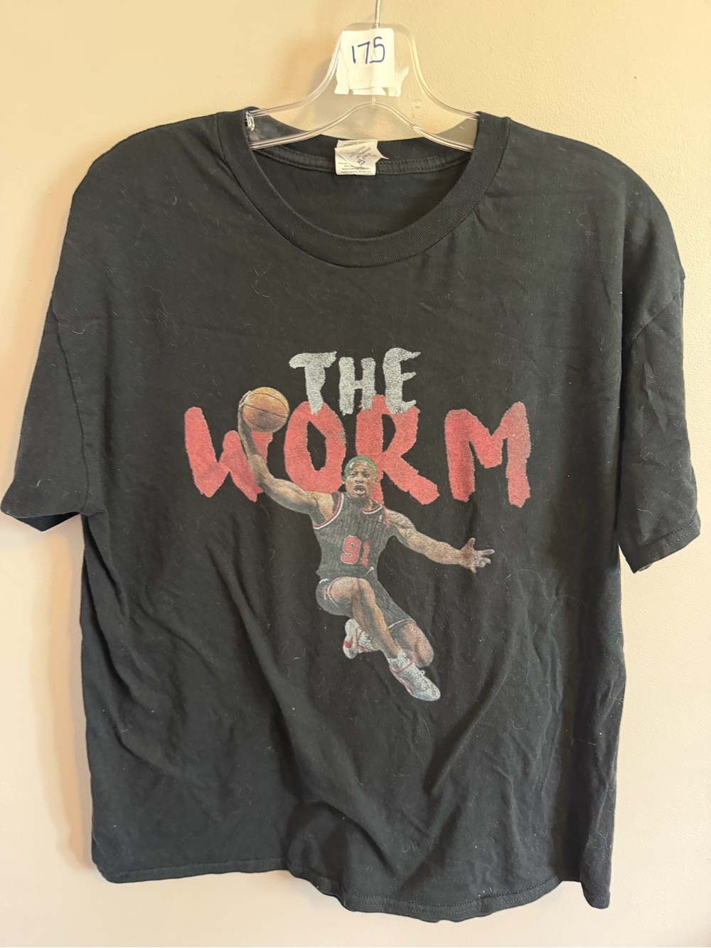 Gildan Black Dennis Rodman The Worm Graphic Tee Shirt XL